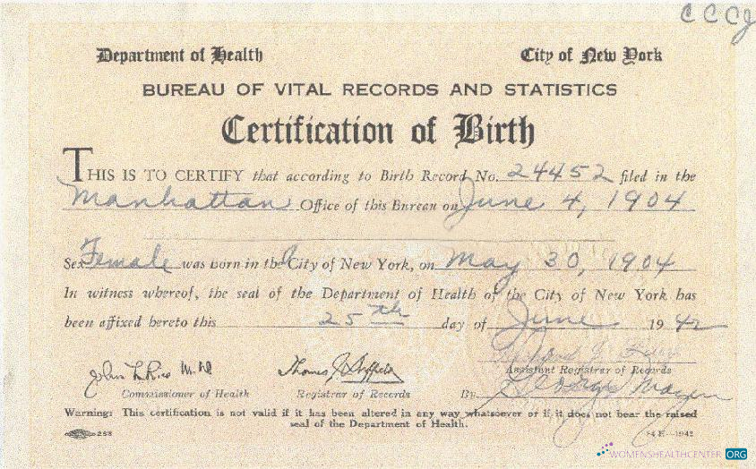 Download New York Department of Health birth certificate Photoshop template